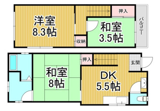 宝塚市小浜の戸建ての間取り
