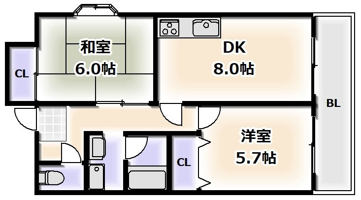 ラ・モードニシカワ1の間取り