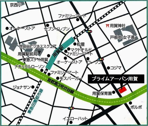プライムアーバン用賀の地図