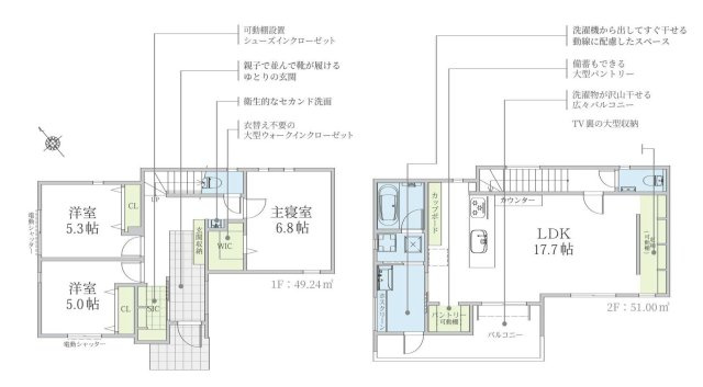 【間取り】 | 新築戸建の3LDKは、人気の間取りとなるため、数多くの物件を取り揃えています。広いリビングルームは、家族だけでなく、知人を呼んでの食事会にも対応可能です。3部屋あるので、子供部屋にすることも可能です。