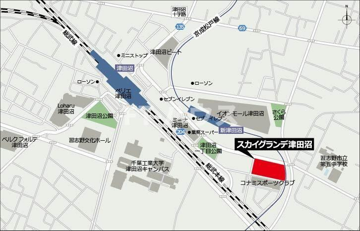 スカイグランデ津田沼の地図