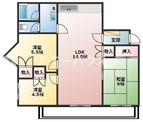 ハイツエバグリーン津田沼２号棟の間取り