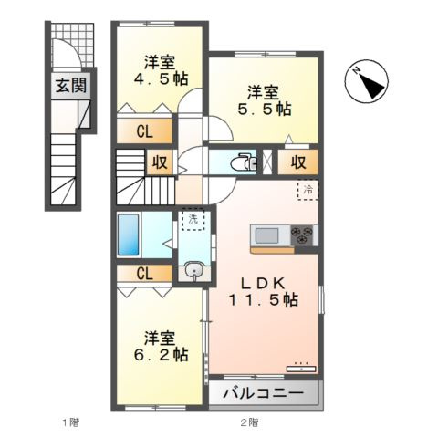 【間取り】 | サンハイツ３