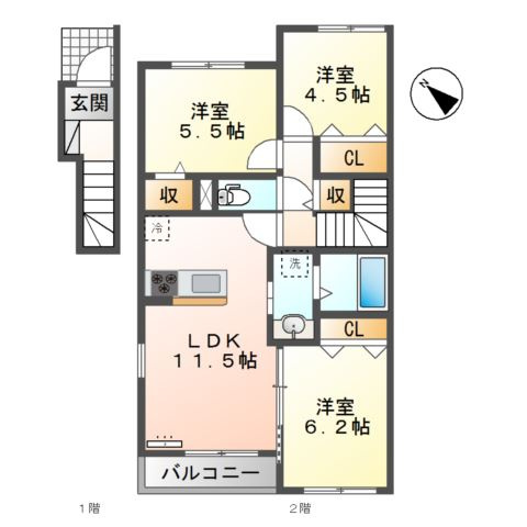 【間取り】 | サンハイツ３