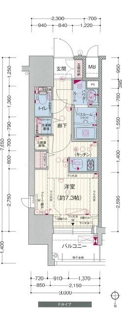 プレサンスタワー北浜の間取り