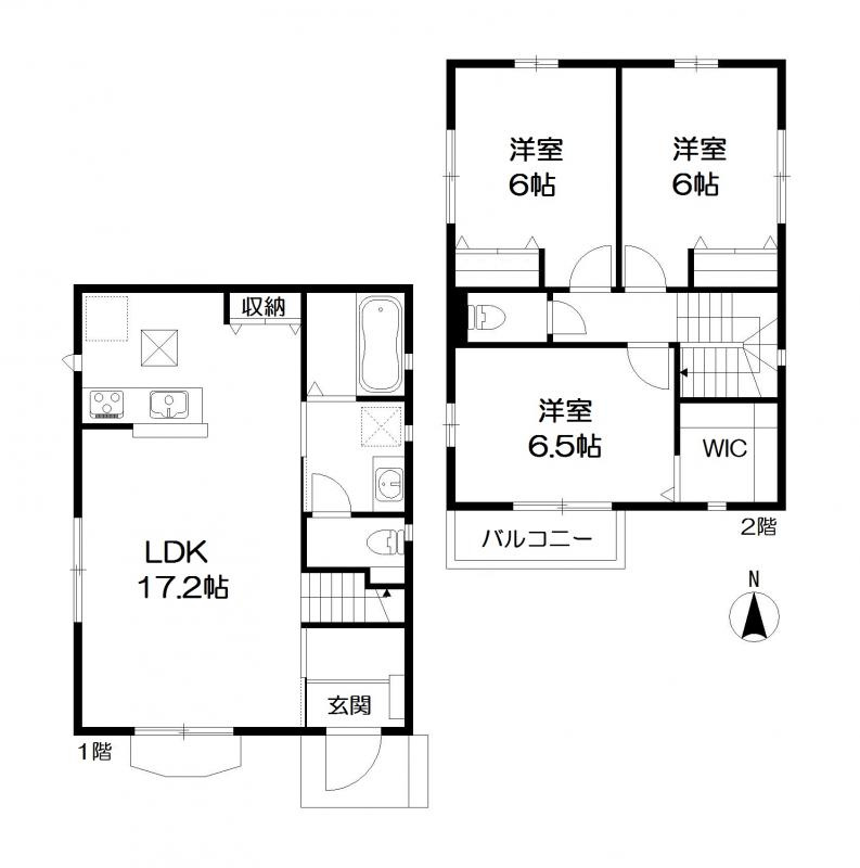 流山木戸建貸家　Ｂ棟の間取り