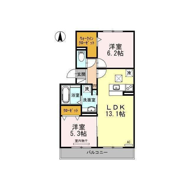 各務原市鵜沼三ツ池町５丁目のアパートの間取り