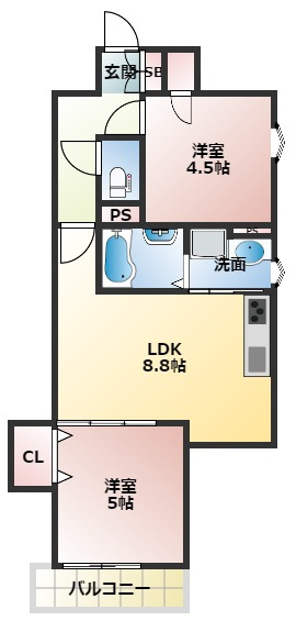 クリエオーレ一津屋Ⅰの間取り