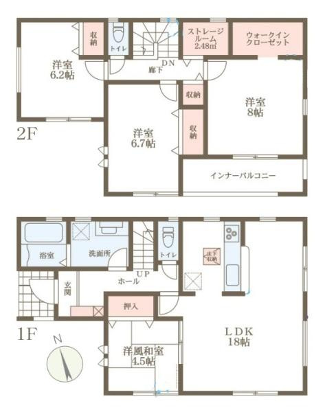 リーブルガーデン龍田西 １号棟 ／新築一戸建の間取り