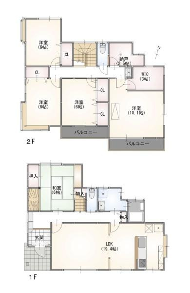 横浜市栄区長倉町の中古一戸建の間取り