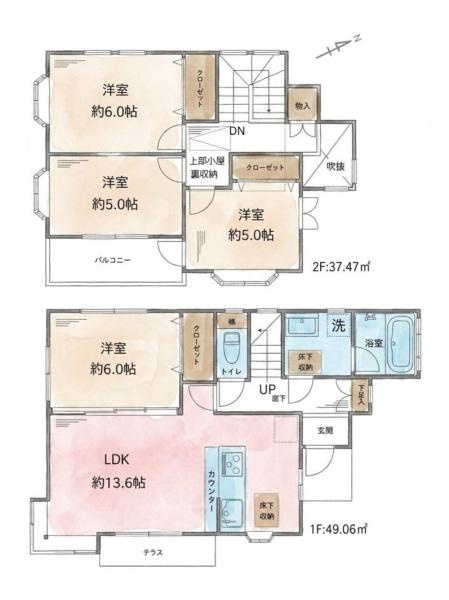 藤沢市大鋸の中古一戸建の間取り
