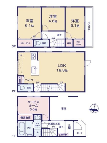 横浜市金沢区富岡東１丁目の新築一戸建の間取り