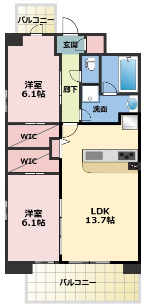 スプランディッド難波Ⅶ　塩草立葉小学校区の間取り