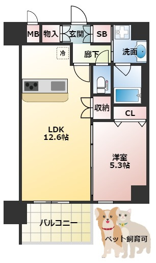スプランティッド江坂駅前の間取り