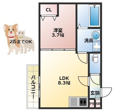 ジーメゾン寝屋川秦町ルシェールの間取り