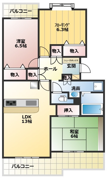 　東香里野村マンションの間取り