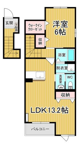 【間取り】 | スッドスピアッツォバイアＡ | カップルさんにオススメのお部屋です♪