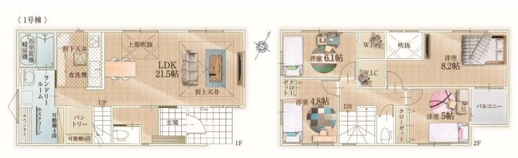 狭山市狭山台9期　全2棟　新築戸建の間取り