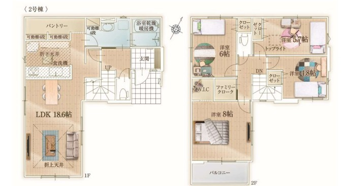 狭山市狭山台9期　全2棟　新築戸建の間取り
