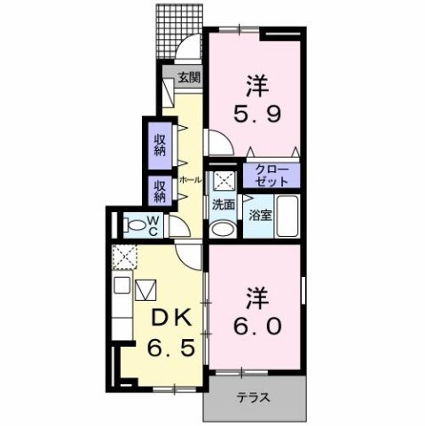 藍らんどこくふＡの間取り