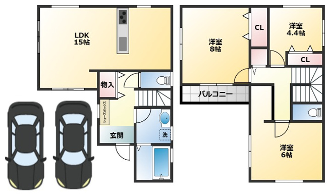 【間取り】 | 甲田4丁目戸建貸家