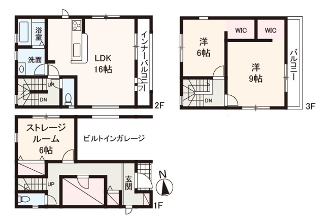 【間取り】 | Livele Garden.S堺堺区大浜中町4期　1号棟 | 全居室が6帖以上の広さを確保したゆとりの2SLDK。居住空間を有効的にご活用いただけるよう、豊富な収納スペースをご用意！
