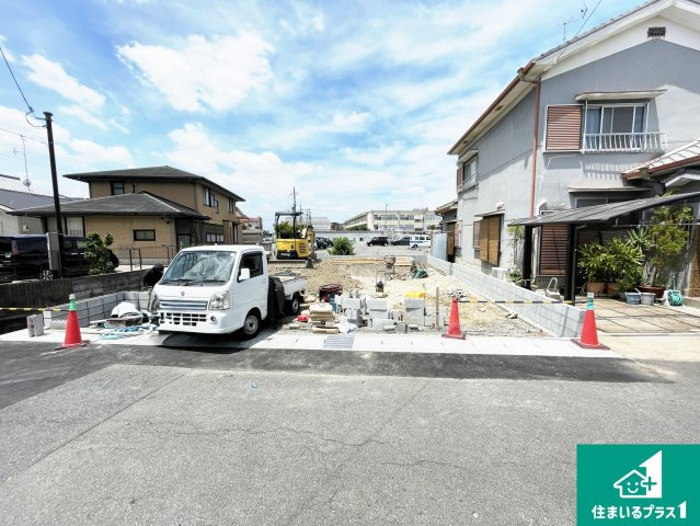 宇治市伊勢田町毛語　第1期　新築一戸建ての外観|周辺は落ち着いた街並みの住宅地！子育てがしやすい住環境です！まだ未完成ですが、現地でしかわからない事もございます。是非一度ご覧ください。