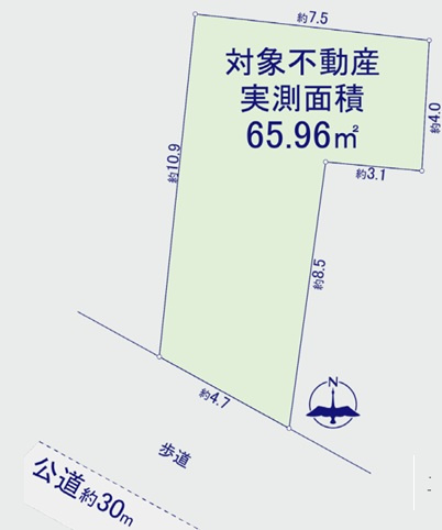 荒川区荒川４丁目の売地の土地図