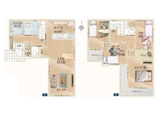 【区画図】 | 富士見市水谷東3丁目　新築一戸建住宅　全1棟　(志木本店) | 南側約5.9～6.4m公道に面した、陽当たりの良い開放的な区画。駐車スペース2台分を確保し、車の出し入れもスムーズ。前面道路にゆとりがあり、毎日の暮らしに安心感をもたらします。