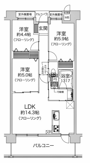 【間取り】 | ジオ四条桂川ブライトコア | 専有面積64.11㎡