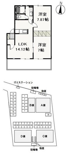 【間取り】 | ヌーヴォー・シャンテ　D