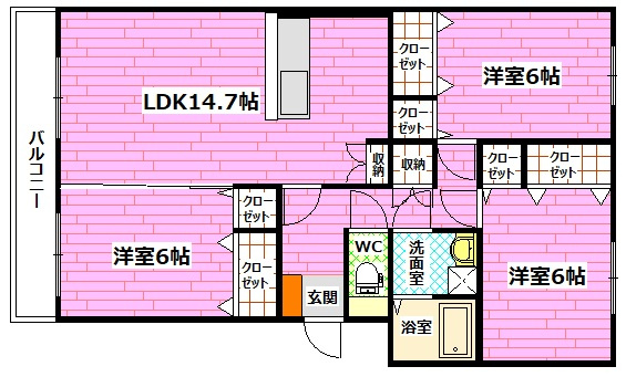 大和ガーデンコート　1号棟の間取り