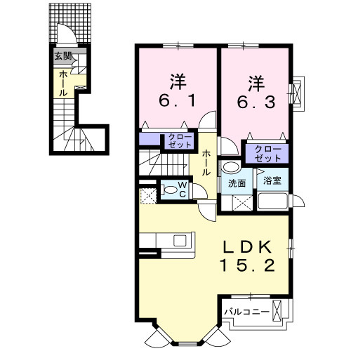 【間取り】 | プリマヴェーラＢ