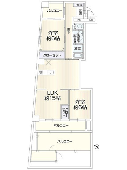 【間取り】 | ライフピア舞鶴 | 赤坂駅徒歩7分×フルリフォーム済！陽光あふれる2面バルコニー72平米2LDK