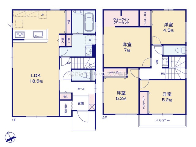 古河市上辺見　新築一戸建ての間取り|家族みんなでおやすみになれる広々7帖主寝室♪