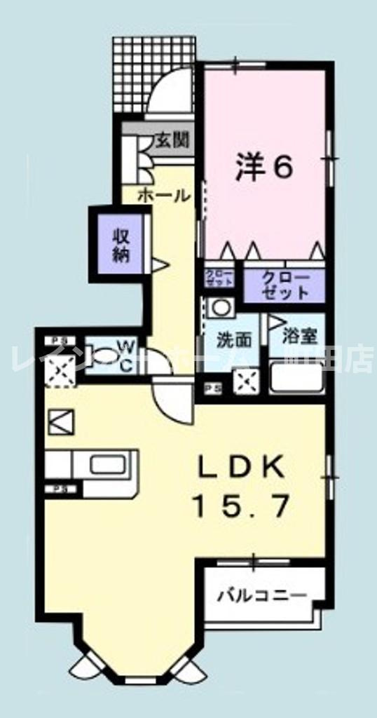 ブライトフラワーＤ※初期費用分割あと払いサービス利用可能物件の間取り
