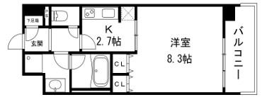 大阪市中央区本町橋の賃貸マンションの間取り