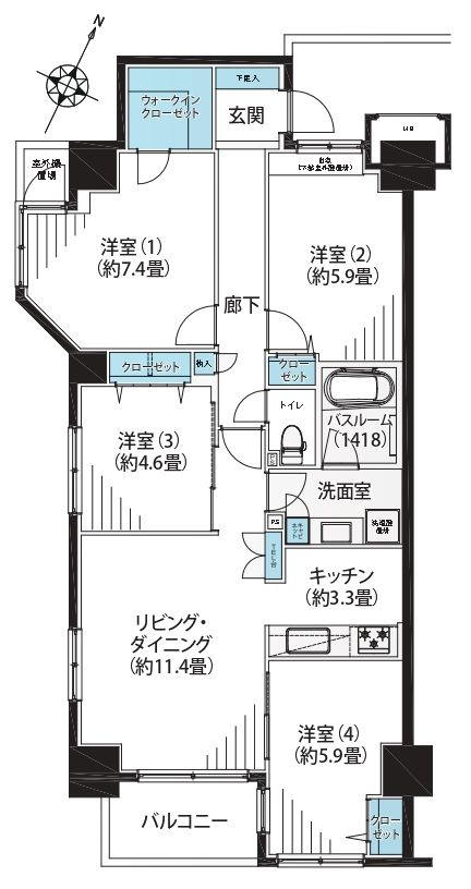 アルシオン小岩の間取り|9階部分・南東×南西・角部屋住戸につきまして日当たり・通風・眺望良好。新規リノベーション施工が完了いたしましたのでいつでも内覧が可能です。