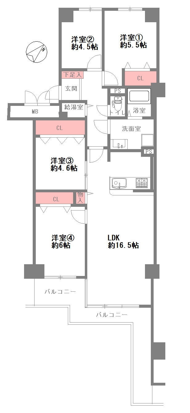京橋グリーンハイツ三号棟の間取り