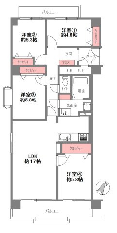 南花屋敷シティハウスの間取り