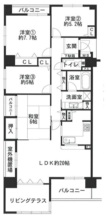 東急ドエル・アルス枚方桜ガ丘Ｂ棟の間取り