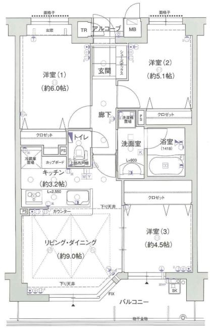 オークヒルズ塚口町Ⅱの間取り