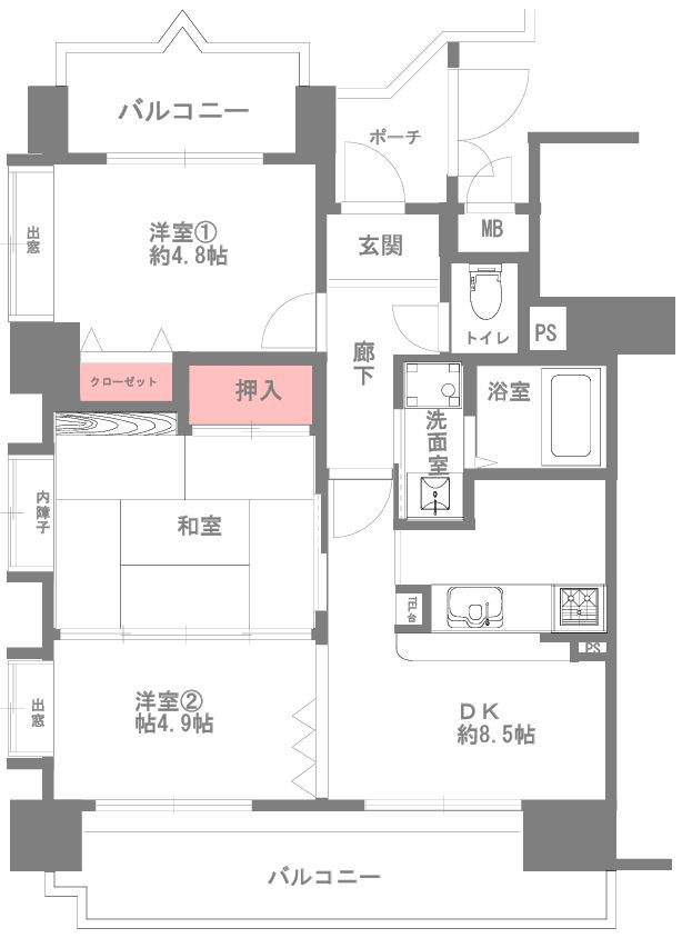 プレステージ甲南山手の間取り