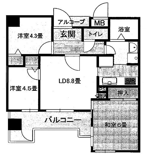 メロディーハイム新北野の間取り
