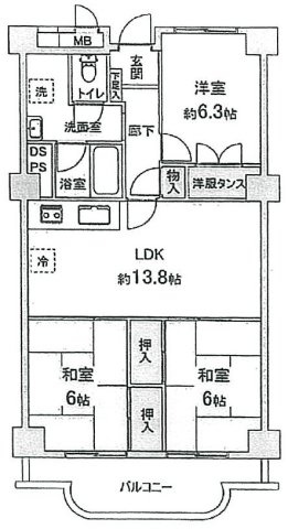逆瀬川グリーンハイツＤ棟の間取り