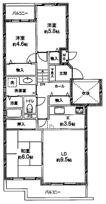中桜塚パークハイムの間取り