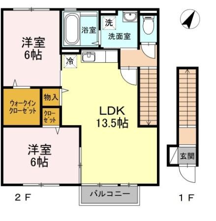 【間取り】 | フォレストB棟 | 2LDKのお部屋です