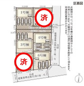☆新築デザイナーズ分譲　【いわき市平南白土　全６棟】　4号棟の区画図|区画図です。