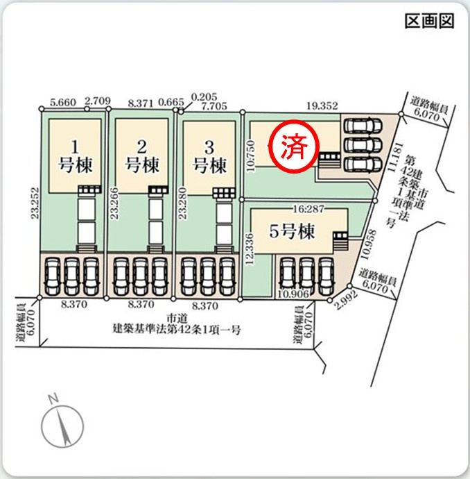 【いわき市錦町江栗1丁目／全5棟／3号棟】　◆必ずもらえる選べるキャンペーン実施中！！の区画図|区画図です。