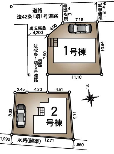 【区画図】 | 府中市若松町4丁目　新築戸建　全2棟